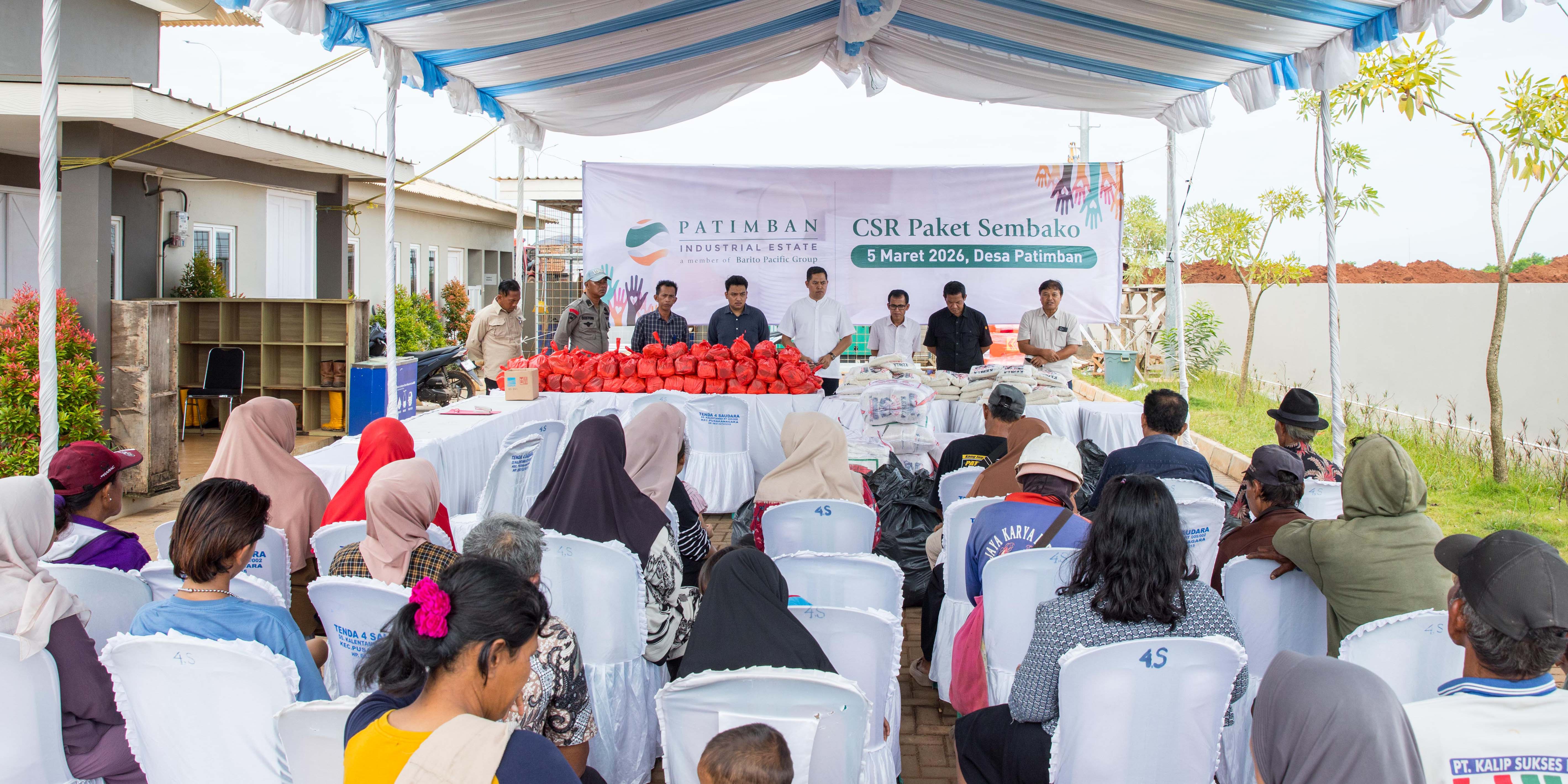 Griya Idola Care distributing grocery packages to residents during Ramadhan 2026 CSR program in Tangerang and Patimban Industrial Estate Subang